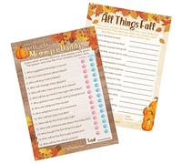DISTINCTIVS Rustic Fall Little Pumpkin Baby Shower Games - Fall Trivia e Mom or Dad Match 2-Game Bundle, 20 carte a doppia faccia per feste autunnali del bambino