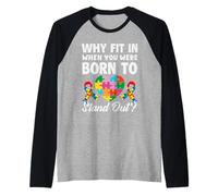 Distinguersi Autism Awareness Puzzle Piece Ribbon Maglia con Maniche Raglan