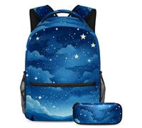 Distinguiti dalla folla con il nostro zaino e astuccio da 2 pezzi, esclusivo set di zaini per la scuola per ragazzi, ragazze, adolescenti, cielo stellato blu, Multicolore, B:29.4x20x40cm\