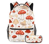 Distinguiti dalla folla, zaino con astuccio, il tuo elegante set di zaini per la scuola per ragazzi, ragazze e adolescenti, motivo colorato a funghi, Multicolore, B：29.4x20x40cm P：19x7.5x3.8cm, Zaini