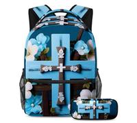 Distinguiti dalla folla, zaino con astuccio, set perfetto per ragazzi, ragazze e adolescenti, croce blu pasquale, Multicolore, B：29.4x20x40cm P：19x7.5x3.8cm, Zaini Daypack
