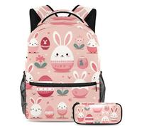 Distinguiti dalla folla, zaino con astuccio, set perfetto per ragazzi, ragazze e adolescenti, uovo di coniglio pasquale rosa, Multicolore, B：29.4x20x40cm P：19x7.5x3.8cm, Zaini Daypack