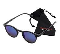 distinguo Occhiali da Sole Modello 505 Uomo Donna, UV400 Cat.3 con Custodia in Microfibra per Pulizia lenti. (Nero/Blu)