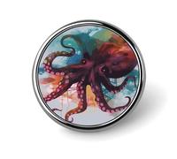 Distintivi astratti colorati a forma di polpo decorativi, in lega di alluminio resistente, spilla rotonda leggera per camicie, giacche, cappelli, uniformi, 2,5 cm