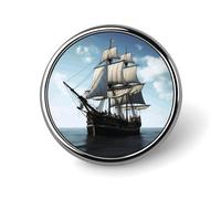 Distintivi circolari con bottoni a forma di vecchia nave a vela, spille con immagine personalizzata, porta badge rotondi per decorare cappelli, camicie, vestiti, borse e accessori.