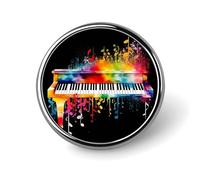 Distintivi colorati a forma di tastiera di pianoforte con note musicali e design a bottone, spille con immagine personalizzata, porta badge rotondi per decorare cappelli, magliette, vestiti, borse e