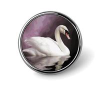 Distintivi decorativi a forma di cigno bianco, distintivi rotondi in lega di alluminio resistente, spilla leggera con bottone per camicie, giacche, cappelli, uniformi, 1 pollice