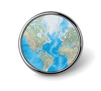 Distintivi decorativi a forma di mappa del mondo, in lega di alluminio resistente, spilla rotonda leggera per camicie, giacche, cappelli, uniformi, 2,5 cm