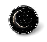 Distintivi decorativi a forma di mezzaluna su sfondo nero, spilla rotonda in lega di alluminio resistente, spilla leggera con bottone per camicie, giacche, cappelli, uniformi, 1 pollice