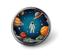 Distintivi decorativi a forma di razzo spaziale, in lega di alluminio resistente, spilla rotonda leggera per camicie, giacche, cappelli, uniformi, 2,5 cm