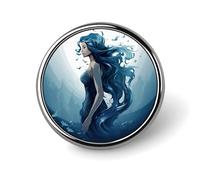Distintivi decorativi a forma di sirena blu, distintivi rotondi in lega di alluminio resistente, spilla leggera con bottone per camicie, giacche, cappelli, uniformi, 1 pollice