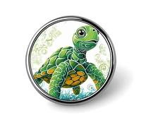 Distintivi decorativi a forma di tartaruga in stile cartone animato, in lega di alluminio resistente, spilla rotonda leggera per camicie, giacche, cappelli, uniformi, 2,5 cm