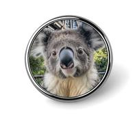 Distintivi decorativi con immagine di koala, in lega di alluminio resistente, spilla rotonda leggera per camicie, giacche, cappelli, uniformi, 2,5 cm