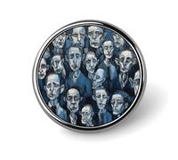 Distintivi decorativi con volti blu e neri, in lega di alluminio resistente, spilla rotonda leggera per camicie, giacche, cappelli, uniformi, 2,5 cm