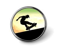 Distintivi decorativi per skateboard, in lega di alluminio resistente, spilla rotonda leggera per camicie, giacche, cappelli, uniformi, 2,5 cm