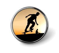Distintivi decorativi per skateboard, in lega di alluminio resistente, spilla rotonda leggera per camicie, giacche, cappelli, uniformi, 2,5 cm