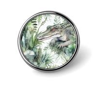 Distintivi verdi coccodrillo circolari con design a bottone, spille con immagine personalizzata, porta badge rotondi per decorare cappelli, magliette, vestiti, borse e accessori