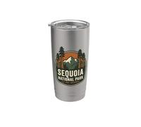 Distintivo artistico vintage della montagna della California del Sequoia National Park Bicchiere termico in acciaio inox doppia parete