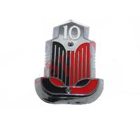 Distintivo cofano auto standard vintage 10 motivo cromato rosso nero in plastica