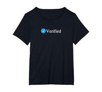 Distintivo dell'account verificato del Segno di spunta Blu dei Social Media Maglietta, Donna Plus-Size, Nero, 1X