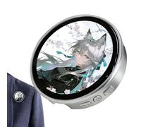 Distintivo digitale per foto e video, display HD da 1,85 pollici, badge elettronico con pulsante pixel, animazione personalizzata controllata da smartphone, gadget divertente da tavolo per casa