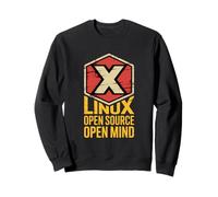 Distintivo Esagonale Divertente Open Source Open Mind Linux Felpa