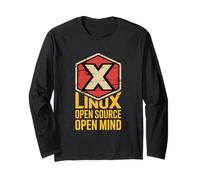 Distintivo Esagonale Divertente Open Source Open Mind Linux Maglia a Manica