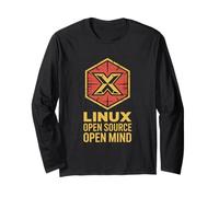 Distintivo Esagonale Divertente Open Source Open Mind Linux Maglia a Manica