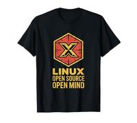 Distintivo Esagonale Divertente Open Source Open Mind Linux Maglietta