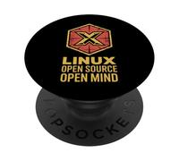 Distintivo esagonale divertente Open Source Open Mind Linux PopSockets PopGrip Adesivo