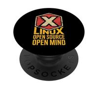 Distintivo esagonale divertente Open Source Open Mind Linux PopSockets PopGrip Adesivo