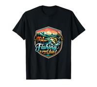 Distintivo «Fishing Is Reel Fun Camping Mountain» Maglietta