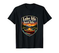 Distintivo Lake Life Is The Best Life Camping Mountain Maglietta