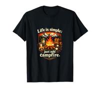 Distintivo Life Is Simple Just ADD Campfire Mountain Maglietta