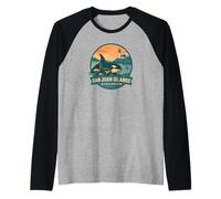 Distintivo Madre e Vitello delle Isole San Juan WA Orca Maglia con Maniche Raglan