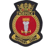 Distintivo patch ricamato HMS Norfolk Royal Navy - licenza ufficiale - ULTIMI...
