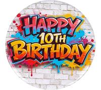Distintivo per il decimo compleanno per ragazzi e ragazze design stile graffiti 10 anni distintivo di buon compleanno per figlio, figlia, nipote, nipote, nipote, nipote, nipote, regali di compleanno