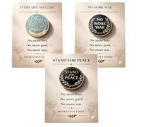 Distintivo per sostenere la pace e opporsi alla guerra, Spilla in metallo Stand For Peace, Distintivo contro la guerra con disegno di ramo d'ulivo, per decorazione di cappelli (All)