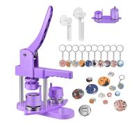 Distintivo Pin Button Maker Machine DIY 32 / 58MM Badge Set Con 100 Pezzi Di Pulsanti + Taglierina Circolare Press Badge Facili Veloci Successo(Purple)