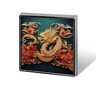 Distintivo quadrato stampato con sfondo cinese drago Bottone in metallo Bottone decorativo Spilla Spille da bavero Borsa Cappello Accessori per donne Uomini Alluminio