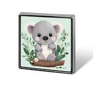 Distintivo quadrato stampato Koala Bottone in metallo Bottone decorativo Spilla Spille da bavero Borsa Cappello Accessori per donne Uomini Alluminio