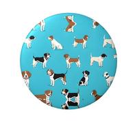 Distintivo rotondo a forma di cane beagle, design in latta resistente con stampa su un solo lato, perfetto per regali personalizzati e decorazione di abbigliamento, Misura unica