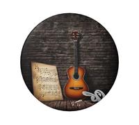 Distintivo rotondo a forma di chitarra, design in latta resistente con stampa su un solo lato, perfetto per regali personalizzati e decorazione di abbigliamento, Misura unica