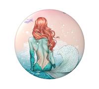 Distintivo rotondo a forma di coda di sirena, design in latta resistente con stampa su un solo lato, perfetto per regali personalizzati e decorazione di abbigliamento, Misura unica