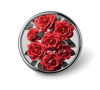 Distintivo rotondo a forma di mazzo di fiori di rosa rossa per uomo e donna, spille resistenti ed eleganti, distintivi in metallo leggeri per camicie, giacche e cappelli.