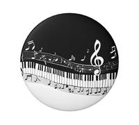 Distintivo rotondo a forma di nota musicale bianca e nera, design in latta resistente con stampa su un solo lato, perfetto per regali personalizzati e decorazione di abbigliamento, Misura unica