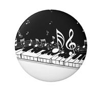 Distintivo rotondo a forma di nota musicale bianca e nera, design in latta resistente con stampa su un solo lato, perfetto per regali personalizzati e decorazione di abbigliamento, Misura unica