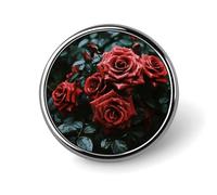 Distintivo rotondo a forma di rosa rossa e nera per uomo e donna, spille resistenti ed eleganti, distintivi in metallo leggeri per camicie, giacche e cappelli.