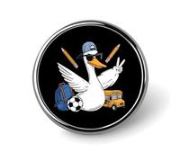 Distintivo rotondo "Back To Campus Duck" con spilla identificativa, spilla a bottone in metallo, spilla decorativa, spilla a bottone portatile, per zaino, giacca, cappello