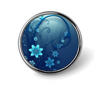 Distintivo rotondo blu con mini fiore a vortice personalizzato in metallo spilla da bavero per abbigliamento borse cappello spilla stampata umoristica distintivo decorazioni per feste accessori per